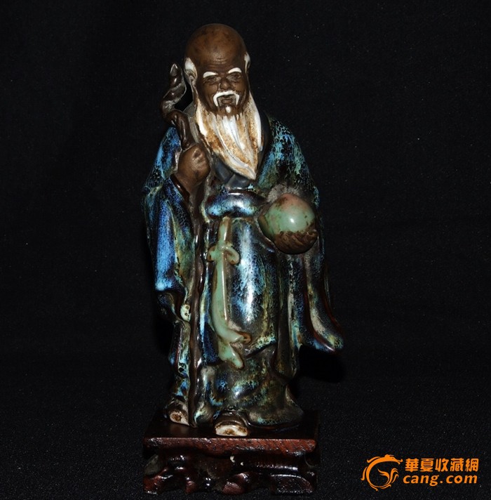 珍藏精品·石湾窑·寿星捧桃·瓷塑像一尊(珍品,包真