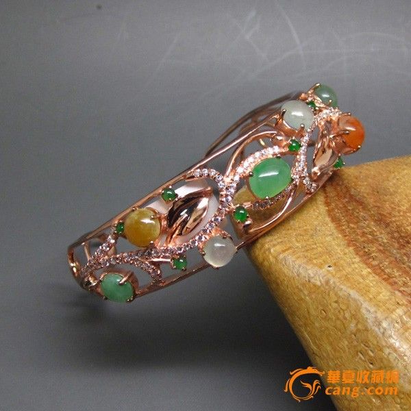 翡翠A 货镶嵌925银手镯|翡翠A 货镶嵌925银手镯拍卖|竞价|价格|交易-玉器拍卖-华夏收藏网