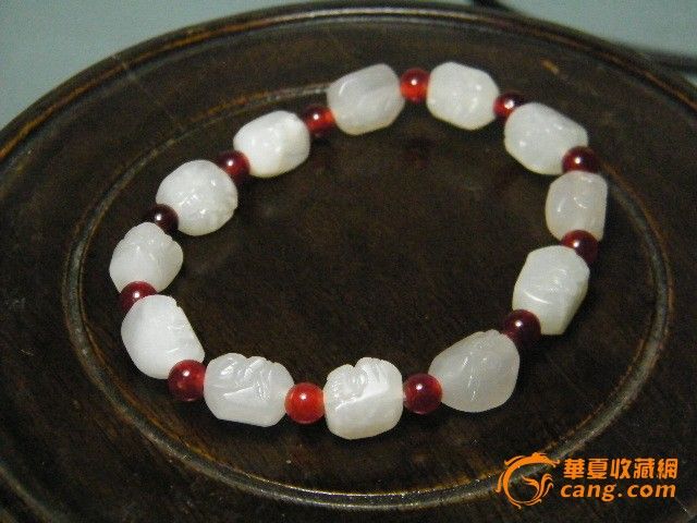 和田玉(俄料)罗汉首<em>女式手链</em>_和田玉(俄料)罗汉