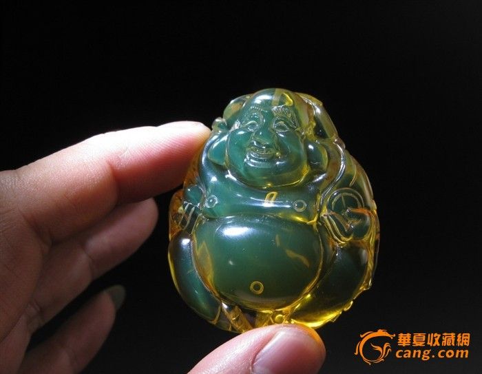 墨西哥蓝珀经典·弥勒雕件(附珠宝鉴定证书)|墨