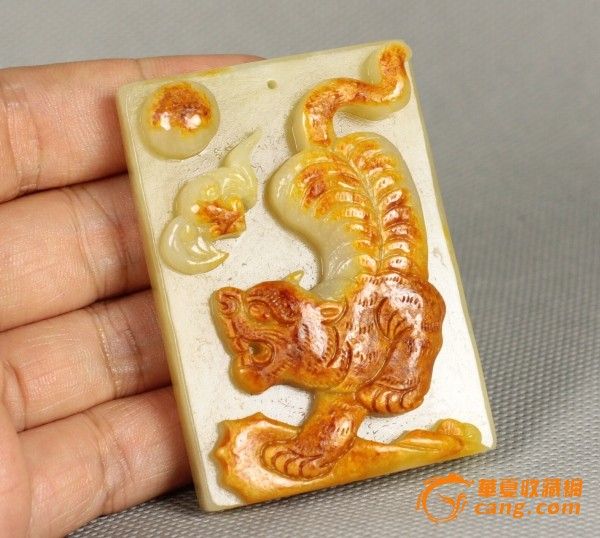 超润和田玉糖玉籽料 俏色雕 虎虎生威牌子_超