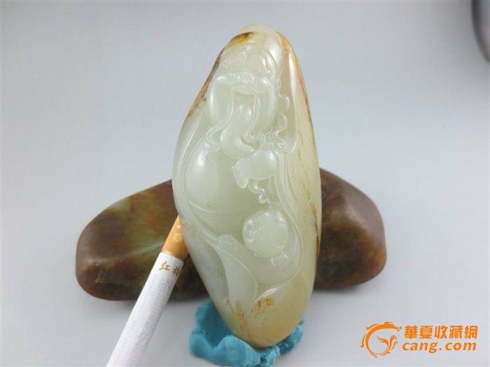 和田玉青白玉籽料财神 _和田玉青白玉籽料财神 拍卖_竞价_价格_交易_玉石拍卖_华夏收藏网