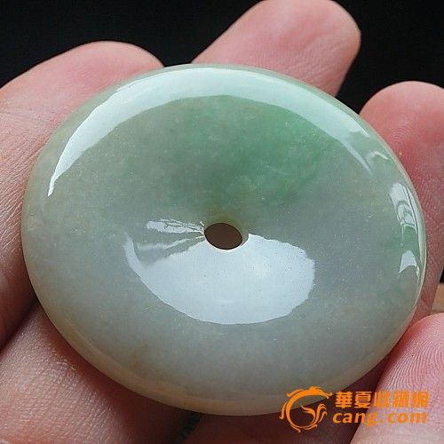 翡翠a货+飘绿翡翠平安扣吊坠